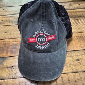 Jacobson Hat Mackinac Island Trucker Hat Mens OSFA Gray Solid Mesh Snapback